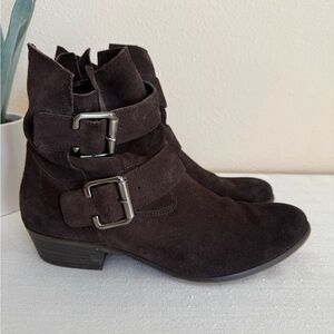 Paul Green Brown Suede Buckle Detail Ankle Boots UK5.5 US8